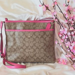 COACH Signature File Crossbody Bag-Pink